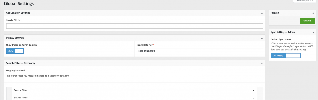 WP Data Sync GeoCode settings