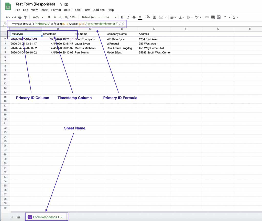 Google Sheet screenshot