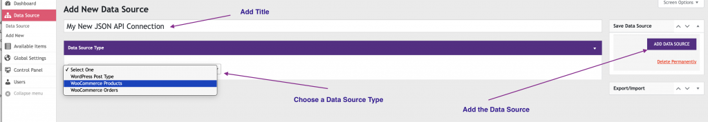 WP Data Sync Add New UI