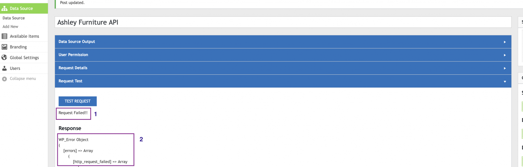 Request Test - WP Data Sync