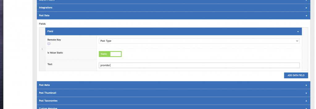 WP Data Sync - Is value static