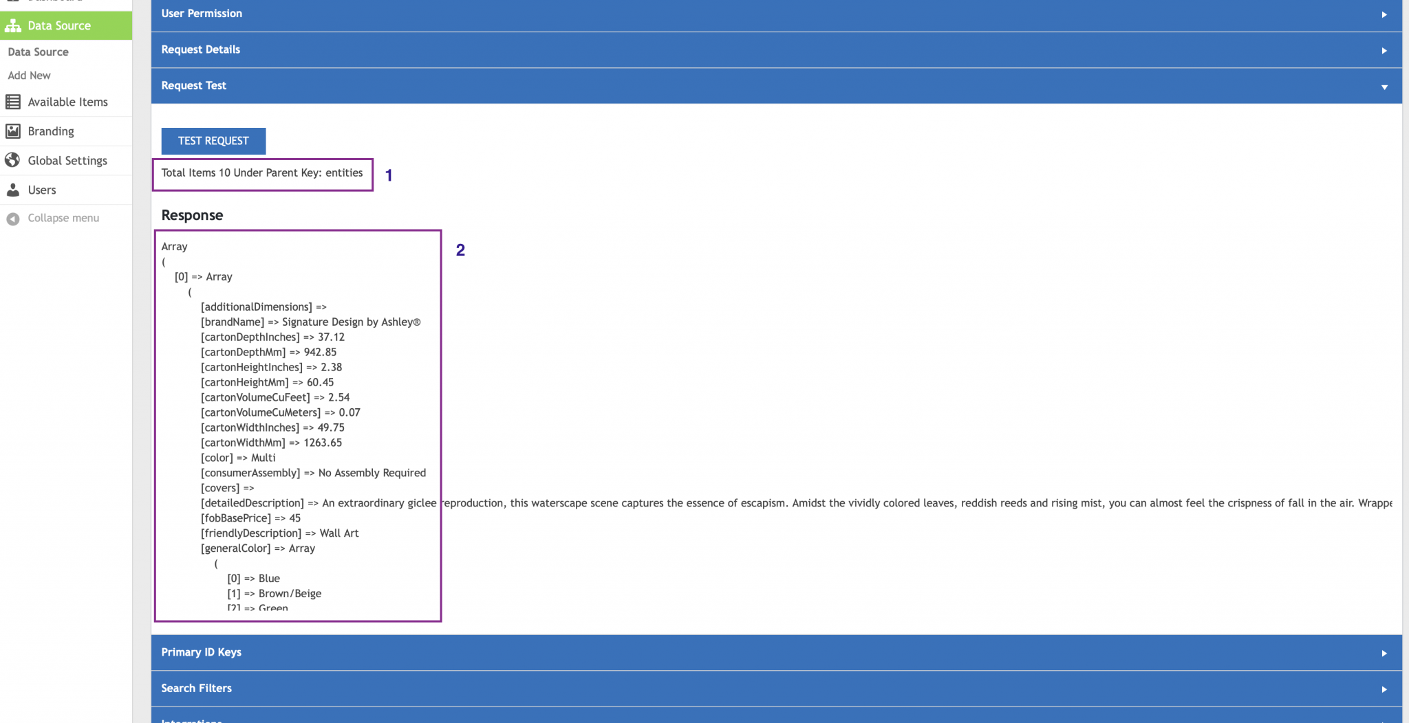 Request Test - WP Data Sync