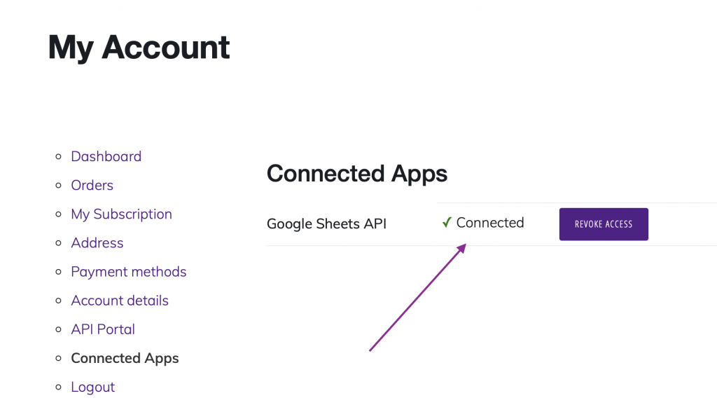 WP Data Sync connected apps connected