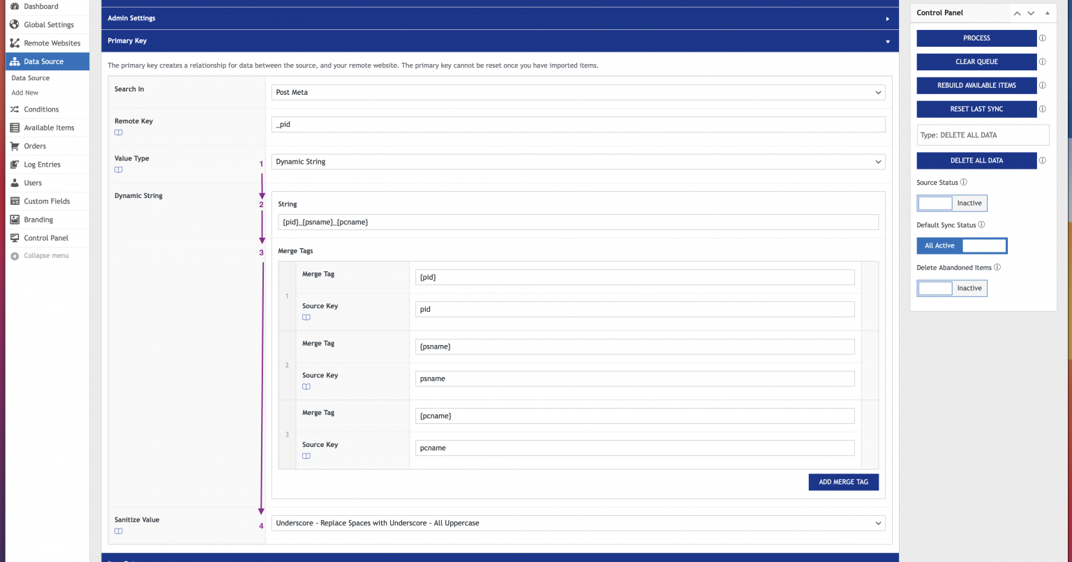 Dynamic String - WP Data Sync
